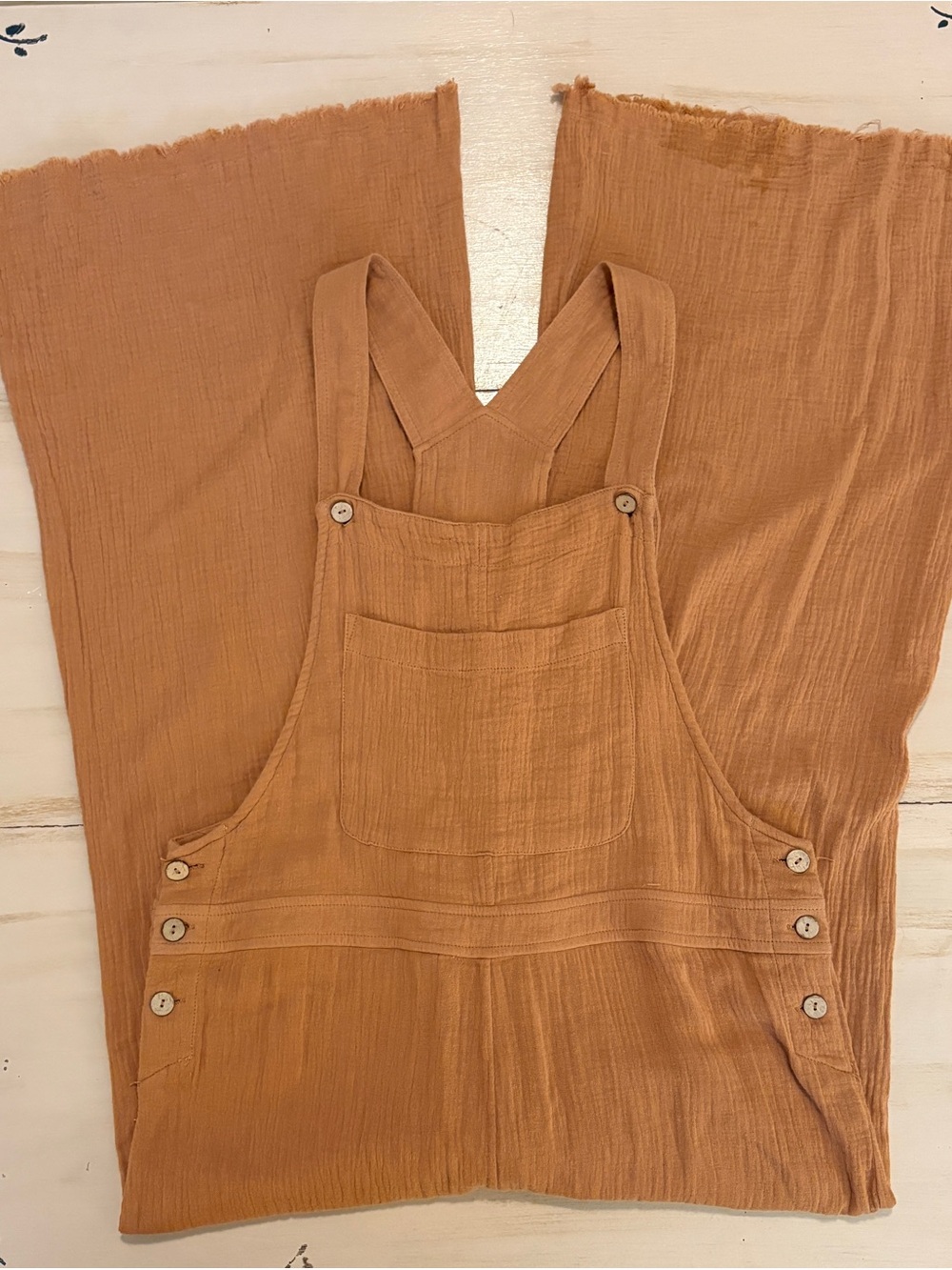 Umgee Cotton Gauze Overalls in Warm Rust